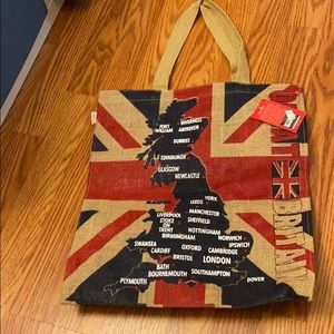 British themed jute bag